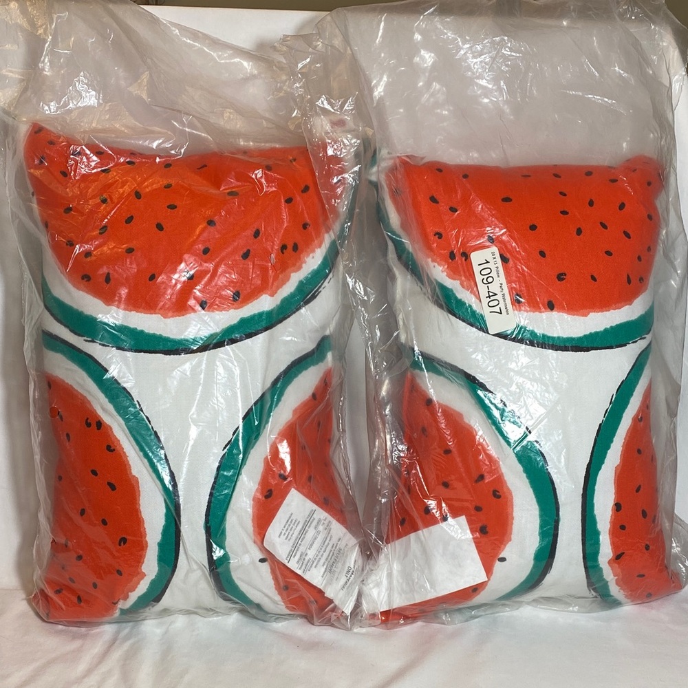 Vintage Crate & Barrel Watermelon Slice Outdoor Throw Pillows - NWT - Picture 5 of 5